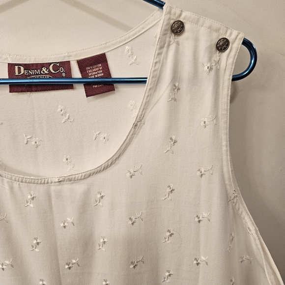 NWT - Denim & Co. White Denim Jumper w Embroidered Eyelets - Size 1X - Picture 6 of 9